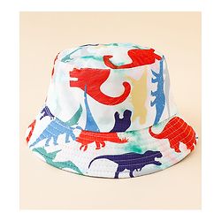 Pine Kids Bucket Hat With Dino Print White - Diameter 17 cm