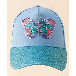 Pine Kids Baseball Cap With Butterfly Sequin Detailing Light Blue - Diameter 17 cm