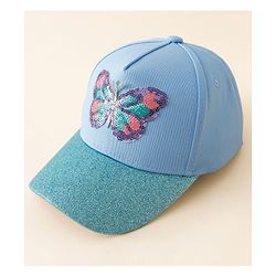 Pine Kids Baseball Cap With Butterfly Sequin Detailing Light Blue - Diameter 17 cm