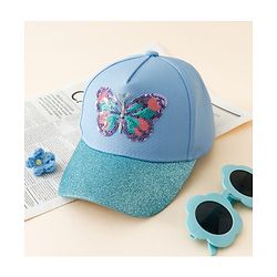 Pine Kids Baseball Cap With Butterfly Sequin Detailing Light Blue - Diameter 17 cm