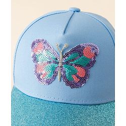 Pine Kids Baseball Cap With Butterfly Sequin Detailing Light Blue - Diameter 17 cm