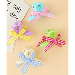 Pine Kids Hair Claw Clips With Bow Applique Pack of 4 - Multicolor