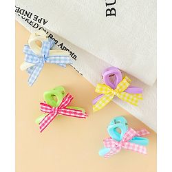 Pine Kids Hair Claw Clips With Bow Applique Pack of 4 - Multicolor