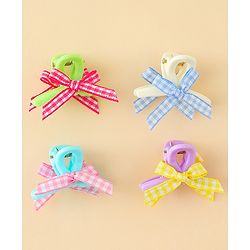 Pine Kids Hair Claw Clips With Bow Applique Pack of 4 - Multicolor