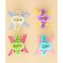 Pine Kids Hair Claw Clips With Bow Applique Pack of 4 - Multicolor