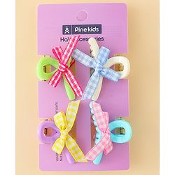 Pine Kids Hair Claw Clips With Bow Applique Pack of 4 - Multicolor