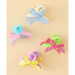 Pine Kids Hair Claw Clips With Bow Applique Pack of 4 - Multicolor