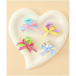 Pine Kids Hair Claw Clips With Bow Applique Pack of 4 - Multicolor