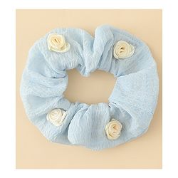 Pine Kids Rubber Bands & Scrunchies Sets  With Floral Applique Pack of 2 - Blue & Pink