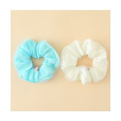 Pine Kids Scrunchie Sets With Floral Applique - Blue & White