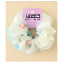 Pine Kids Scrunchie Sets With Floral Applique - Blue & White