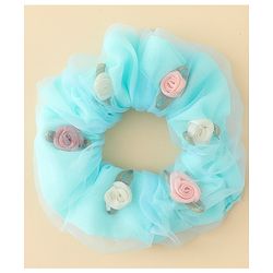 Pine Kids Scrunchie Sets With Floral Applique - Blue & White