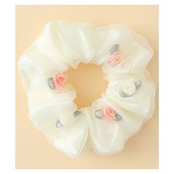 Pine Kids Scrunchie Sets With Floral Applique - Blue & White