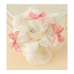 Pine Kids Rubber Bands & Scrunchies Sets With Bow Applique - White & Pink