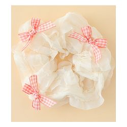 Pine Kids Rubber Bands & Scrunchies Sets With Bow Applique - White & Pink