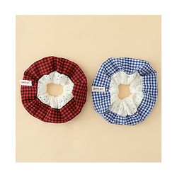 Pine Kids Rubber Bands & Scrunchies Sets With Bow Applique - Blue & Red