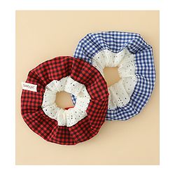 Pine Kids Rubber Bands & Scrunchies Sets With Bow Applique - Blue & Red