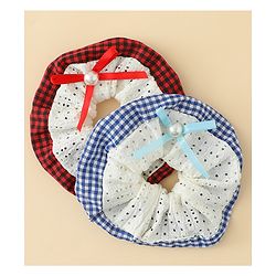 Pine Kids Rubber Bands & Scrunchies Sets With Bow Applique - Blue & Red