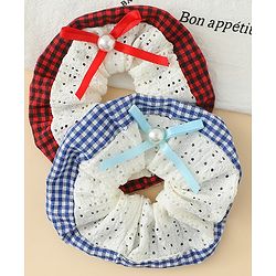 Pine Kids Rubber Bands & Scrunchies Sets With Bow Applique - Blue & Red