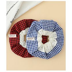 Pine Kids Rubber Bands & Scrunchies Sets With Bow Applique - Blue & Red