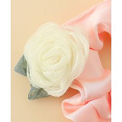 Pine Kids Rubber Bands & Scrunchies Sets With Floral Applique - Pink and Cream