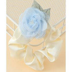 Pine Kids Rubber Bands & Scrunchies Sets With Floral Applique - Pink and Cream