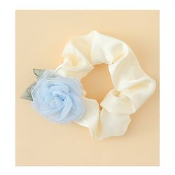 Pine Kids Rubber Bands & Scrunchies Sets With Floral Applique - Pink and Cream