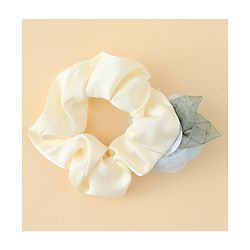 Pine Kids Rubber Bands & Scrunchies Sets With Floral Applique - Pink and Cream