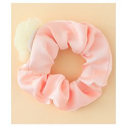 Pine Kids Rubber Bands & Scrunchies Sets With Floral Applique - Pink and Cream