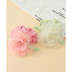 Pine Kids Headbands  with Floral Applique Pack of 2 - Multicolor