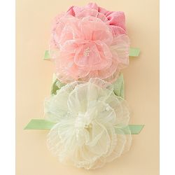 Pine Kids Headbands  with Floral Applique Pack of 2 - Multicolor