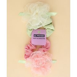 Pine Kids Headbands  with Floral Applique Pack of 2 - Multicolor