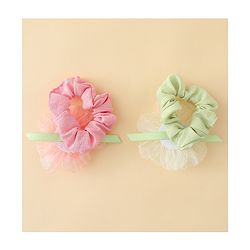 Pine Kids Headbands  with Floral Applique Pack of 2 - Multicolor