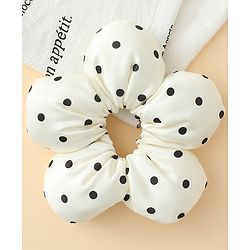 Pine Kids Free Size Scrunchie with Polka Dots Print - Cream