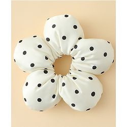 Pine Kids Free Size Scrunchie with Polka Dots Print - Cream