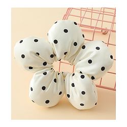 Pine Kids Free Size Scrunchie with Polka Dots Print - Cream