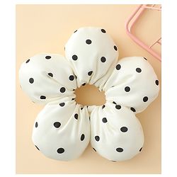 Pine Kids Free Size Scrunchie with Polka Dots Print - Cream