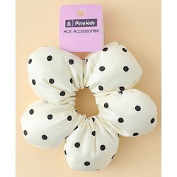 Pine Kids Free Size Scrunchie with Polka Dots Print - Cream
