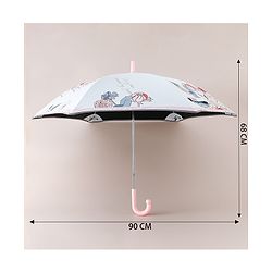 Pine Kids Umbrella With Floral Print - Pink & White