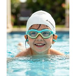 Pine Kids Swimming Goggles and Cap Set with Adjustable Fit- Light Green