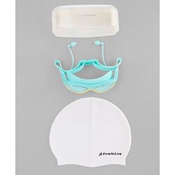 Pine Kids Swimming Goggles and Cap Set with Adjustable Fit- Light Green