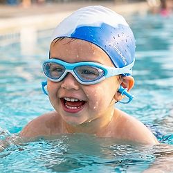 Pine Kids Swimming Goggles and Cap Set with Adjustable Fit- Blue
