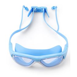 Pine Kids Swimming Goggles and Cap Set with Adjustable Fit- Blue