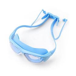 Pine Kids Swimming Goggles and Cap Set with Adjustable Fit- Blue