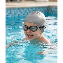 Pine Kids Swimming Goggles and Cap Set with Adjustable Fit- Black & White