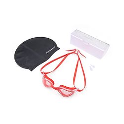 Pine Kids Swimming Goggles and Cap Set with Adjustable Fit- Black & White