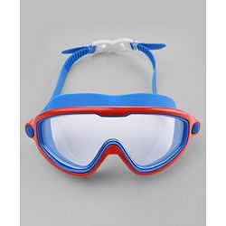 Pine Active Swimming Goggles and Cap Set with Adjustable Fit- Red & Blue
