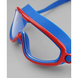 Pine Active Swimming Goggles and Cap Set with Adjustable Fit- Red & Blue