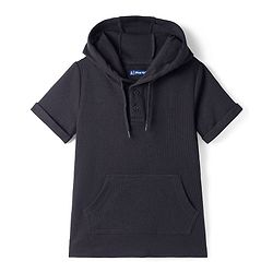 Pine Kids Cotton Knit Half Sleeves Hooded Solid Coloured T-Shirt With Kangaroo Pockets - Olive Green