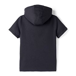 Pine Kids Cotton Knit Half Sleeves Hooded Solid Coloured T-Shirt With Kangaroo Pockets - Olive Green